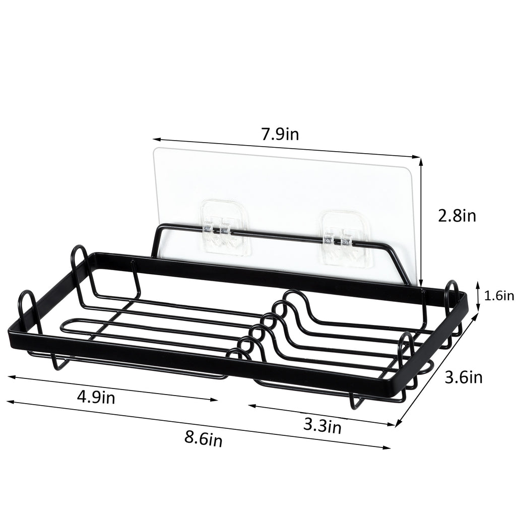 Wall Mounted Metal Soap Dish Holder, Heavy Duty 20LBS Capacity for 2 Soap Sponge, Black Bathroom Kitchen Soap Tray with Easy Installation Rustproof