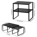 Set of 2 Black Cabinet Shelf Inserts - Expandable & Stackable Kitchen Organizer for Spice Rack