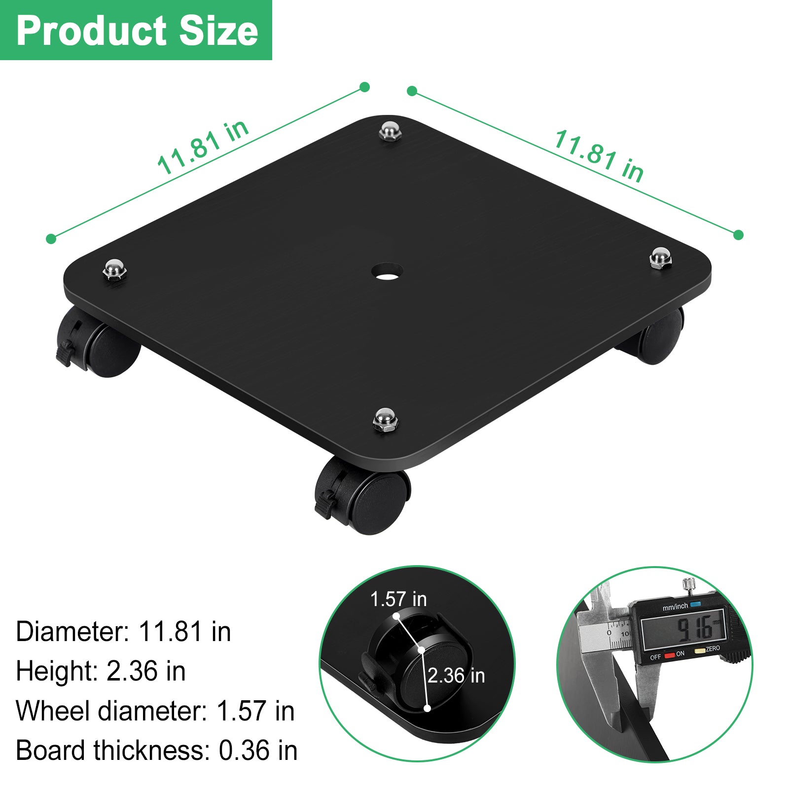 6 Pack Rolling Plant Stand With 360¡ã Wheels, Wood Plant Caddy Heavy Duty Potted Plant Base With Lockable Caster, Square Flower Pots For Garden Planter Indoor Outdoor Patio (Black/Wood Color)