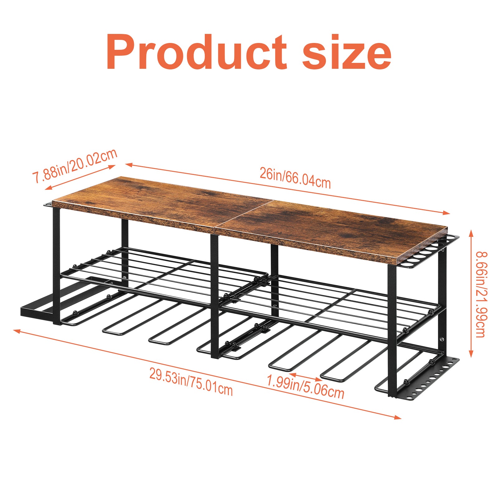 Power Tool Organizer with Wood Shelf, Wall-Mount Drill Holder & Garage Storage Rack for Tool Organization