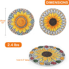 3-Pack Sunflower Decorative Garden Stepping Stones, 10-Inch Round Non-Slip Resin Path Stones for Yard Patio & Walkway