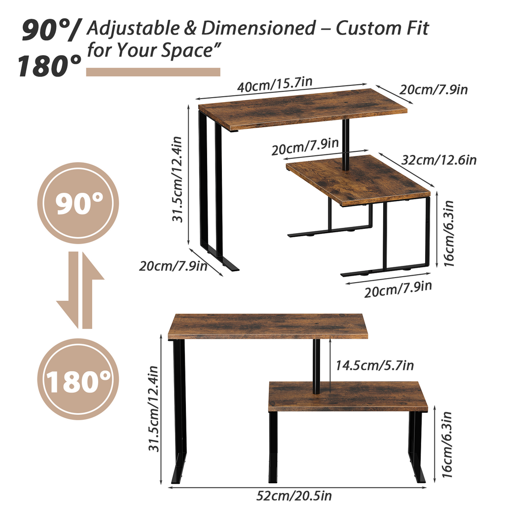 360Â¡Ã£ Rotating Corner Desk Organizer - 2-Tier Desktop Display Rack & Countertop Storage for Office & Kitchen,