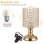 Elegant Small Crystal Gold Desk Lamp, Modern Bedside Nightstand Lamp for Kids' Room & Living Room