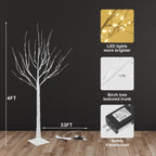 6/4FT Lighted White Birch Tree with Warm LED Fairy Lights, Pre Lit Birch Tree Indoor Outdoor Holiday Decor for Christmas Wedding Party