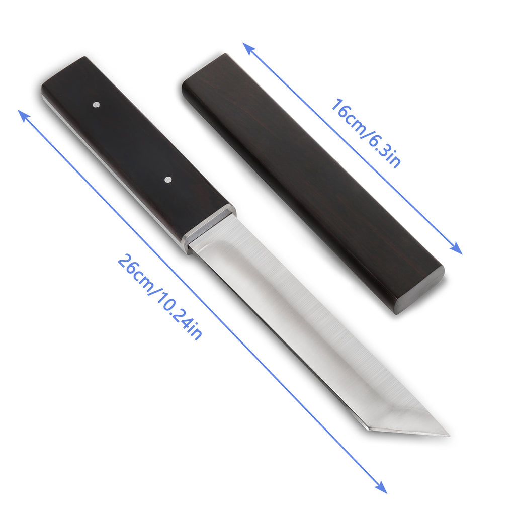 Handcrafted Samurai Tanto Knife with Wooden Sheath - Professional Fixed Blade Decorative & Functional Knife