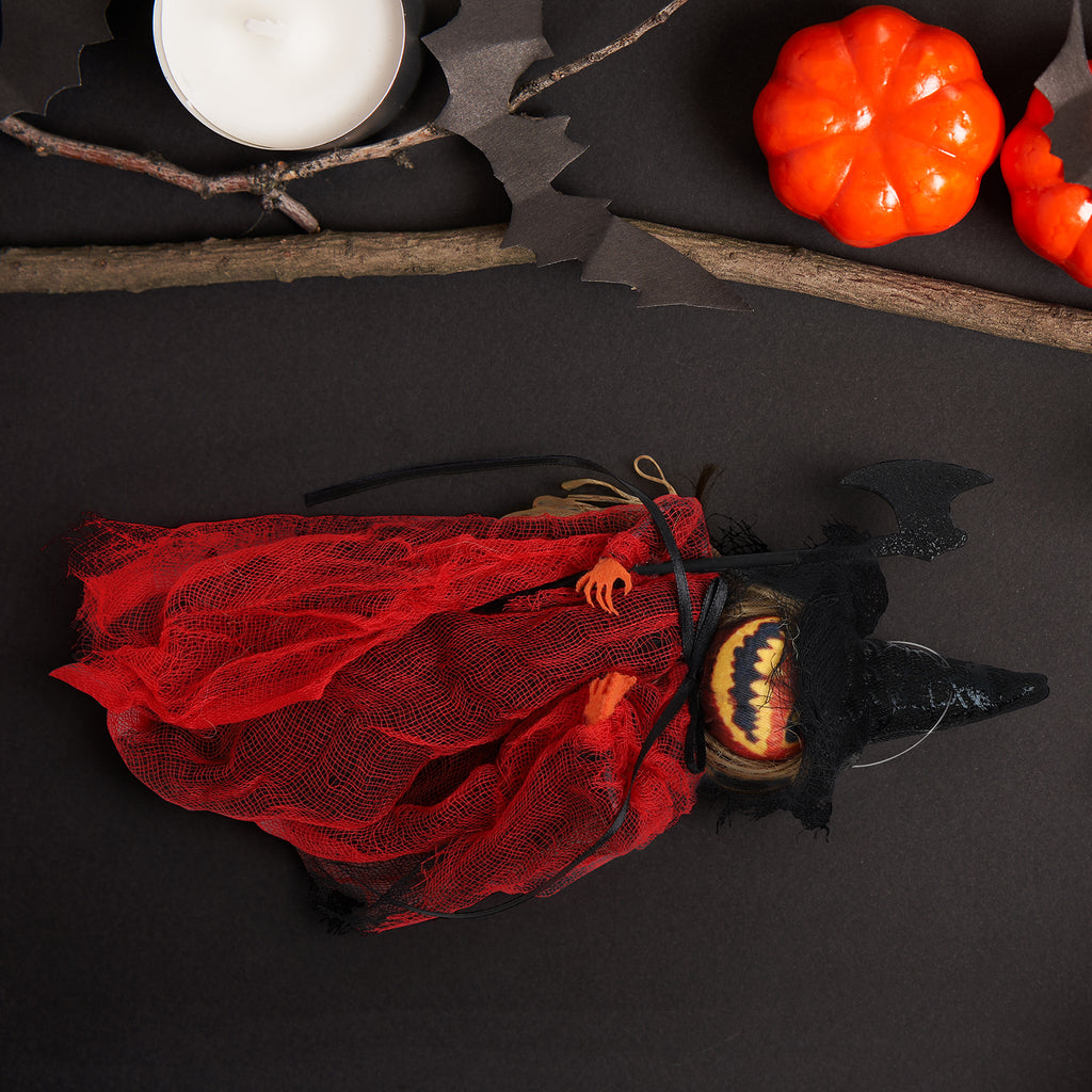 Halloween Black Bottle Brush Tree with Glitter Eyeballs, 8inch Spooky Tabletop Decoration for Halloween Party, Haunted House, and Holiday Home Decor