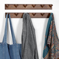 Rustic Dark Wood Peg Coat Hooks Set of 2, 6-Peg Wall Mount Hanging Rack, Farmhouse Wall Coat Hanger for Entryway Mudroom Towels Umbrellas Scarves