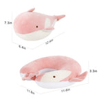2-in-1 Deformable Sperm Whale Travel Neck Pillow, Pink, U-Shaped for Airplane & Car Support