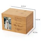 Wooden Pet Memorial Urn with Photo Frame - Keepsake Shadow Box for Dog or Cat Ashes with Engraved Tribute