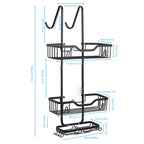 Shower organizer rack with 4 hooks, bathroom hanging shower box, rust and waterproof shower storage rack for shampoo, conditioner, soap, bath sponge, black