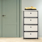 4-Drawer White Fabric Chest - Storage Organizer Unit for Closets, Bedroom & Dorm