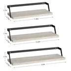 Rustic Wooden Floating Shelves Set of 3 - Wall Mounted Decorative Display Racks for Living Room & Bedroom