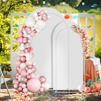 Set of 2 Metal Wedding Arch Backdrop Stand, 7.3ft & 6ft Adjustable Arched Frame for Party, Bridal, Baby Shower, Garden and Climbing Plants