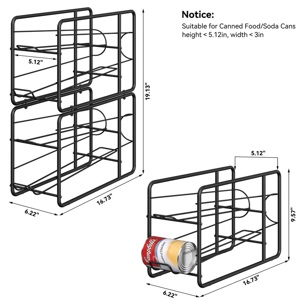 Heavy-Duty Stackable Can Storage Rack | Space-Saving Kitchen Cabinet Organizer (Set of 4)