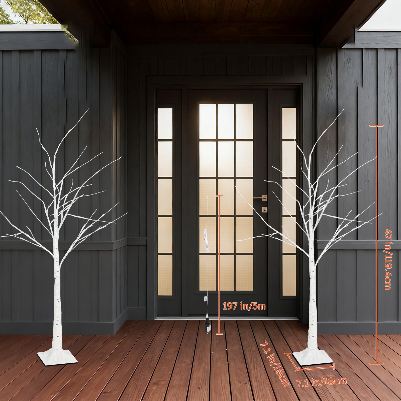 2-Pack 4FT Lighted Birch Trees with Fairy Lights - Plug-in Artificial Christmas Twig Trees for Indoor/Outdoor