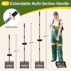 Multi-Purpose Waste Sifter and Rake Tool - Adjustable Stainless Steel Poop Shovel for Poultry Coops, Cat Litter, and Stable Maintenance - Long Handle Cleaning Solution, Black
