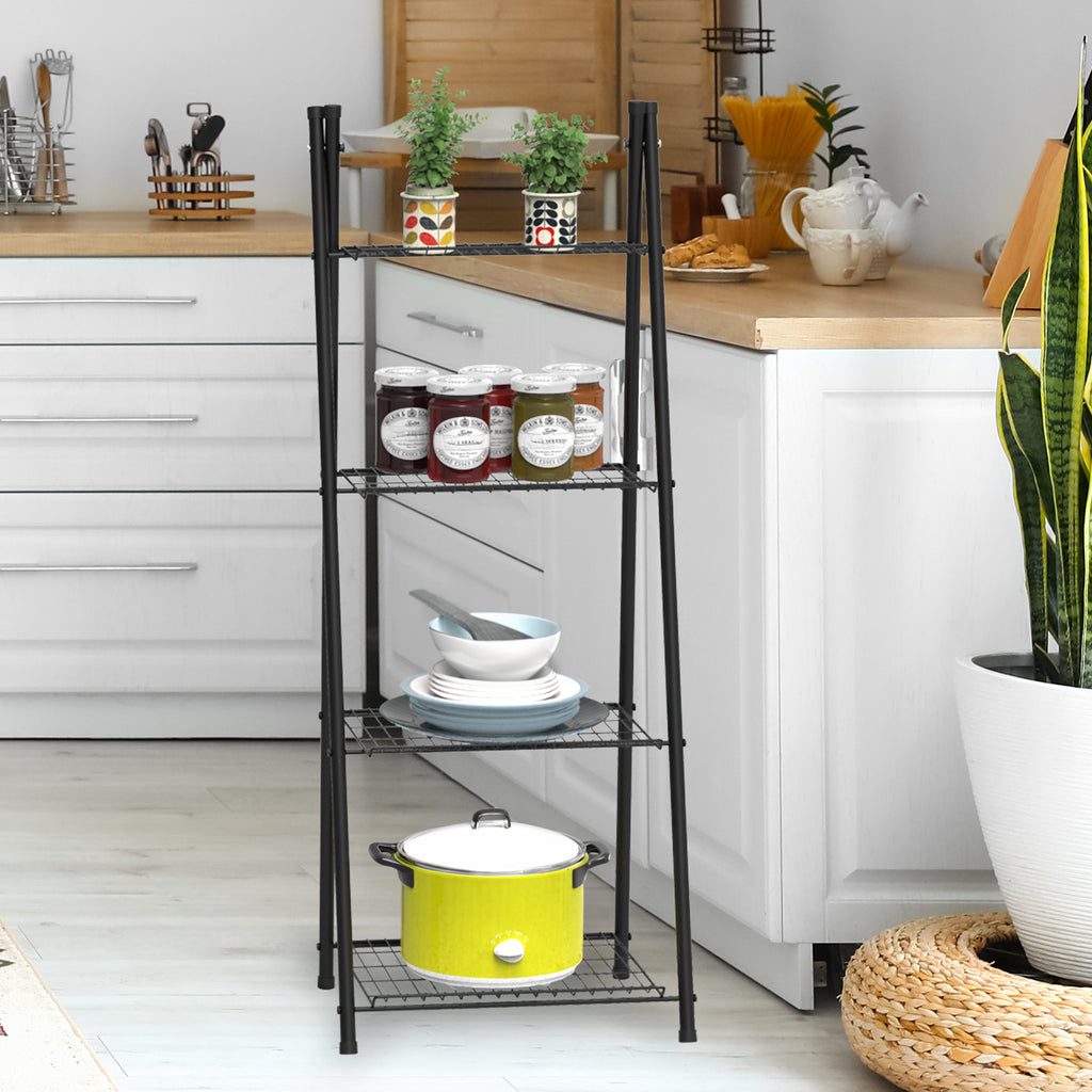 4-Tier Metal Ladder Plant Stand - Decorative Indoor/Outdoor Flower Holder & Display Shelf for Succulents