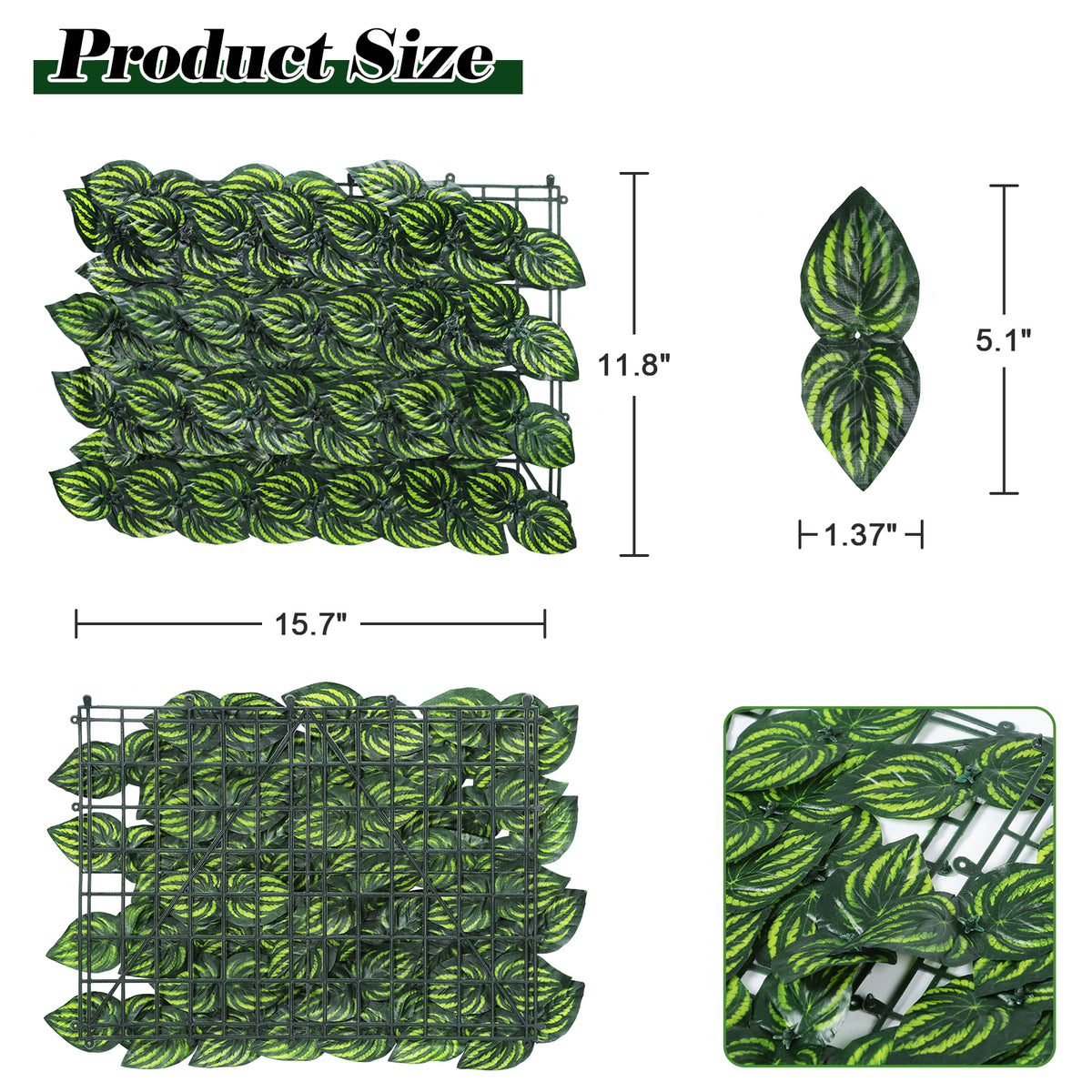 Artificial Ivy Privacy Fence Screen, Inch Artificial Faux Ivy Hedge, Expandable Faux Privacy Fence with Zip Ties Decoration for Outdoor Garden, Color Printing Watermelon Leaves