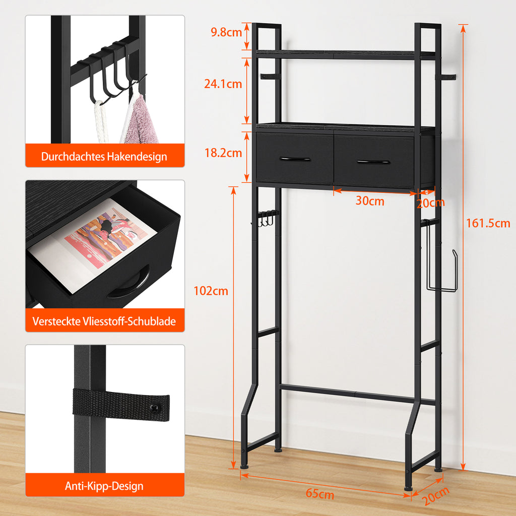 Over The Toilet Storage Cabinet - Freestanding Bathroom Organizer with Drawer