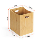 2-Pack Small 5 Gallon Wastebaskets with Handles - Decorative Rectangular Bamboo Trash Can