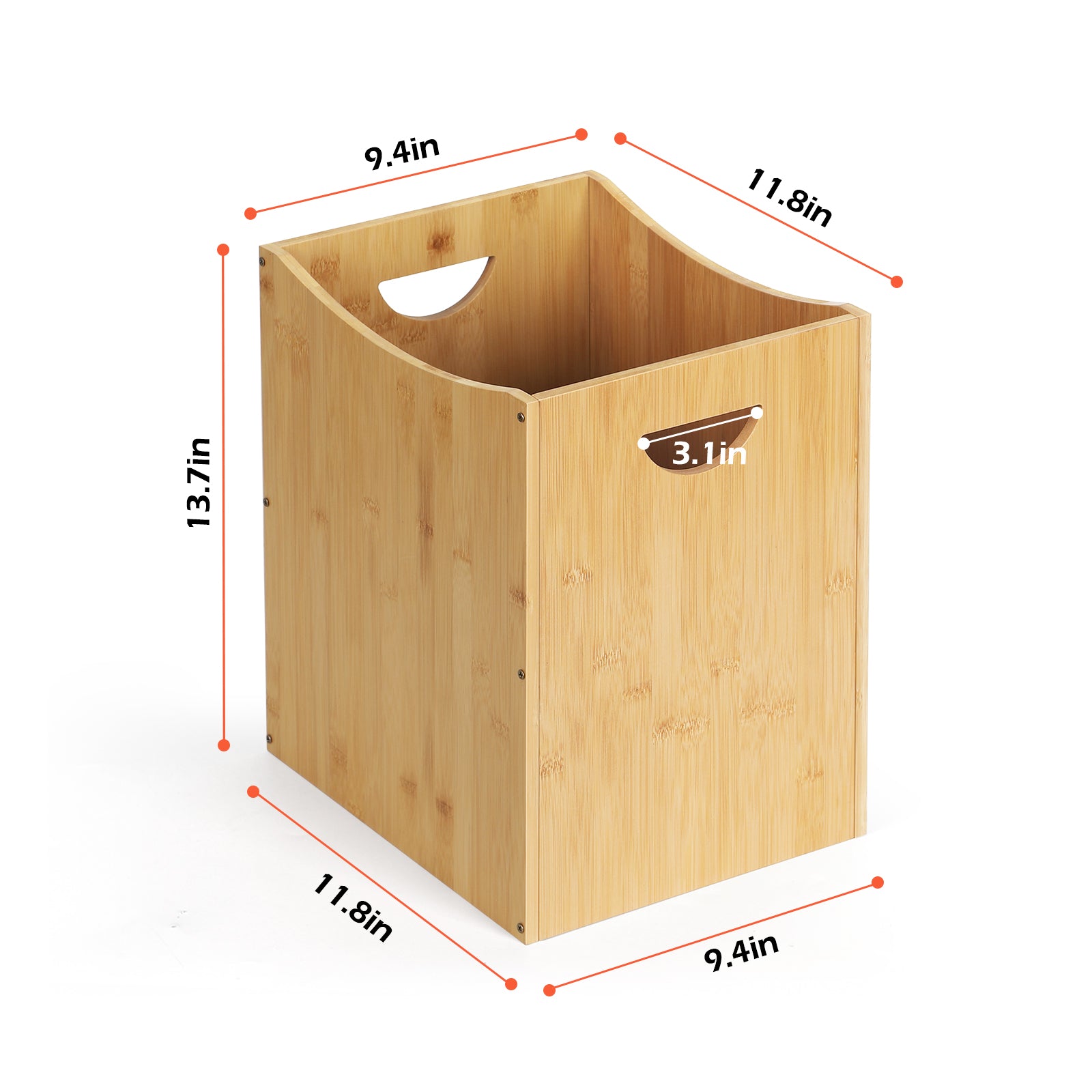 2-Pack Small 5 Gallon Wastebaskets with Handles - Decorative Rectangular Bamboo Trash Can