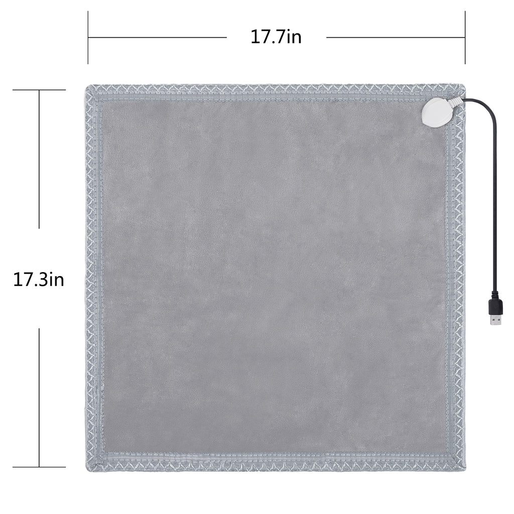 Portable USB Heated Seat Pad 17.7"x17.3", Soft Velvet Electric Heating Mat, Car Office Home Universal Warm Heating Cushion with Stitched Border
