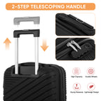 2-Piece PP Hardside Luggage Set - 20 Inch Carry On Suitcase + 14 Inch Cosmetic Case with Spinner Wheels (Black)