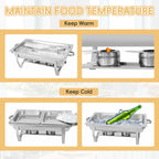 4-Pack Stainless Steel Chafing Dish Buffet Set, 8QT Food Warmer with Lids & Folding Stands for Parties, Catering & Weddings
