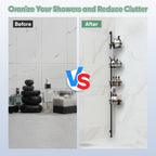 4-Tier Tension Pole Bathroom Rack, Adjustable Mesh Basket Organizer for Shower & Corner