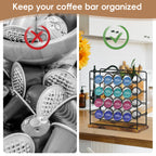 32-Capacity K-Cup Coffee Pod Holder -Rustic Wood & Metal Countertop Organizer