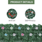 Artificial Ivy Privacy Fence with Flowers (126inch x 35.4inch) - Faux Vine Grass Wall for Garden & Patio