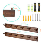 Rustic Dark Wood Peg Coat Hooks Set of 2, 6-Peg Wall Mount Hanging Rack, Farmhouse Wall Coat Hanger for Entryway Mudroom Towels Umbrellas Scarves