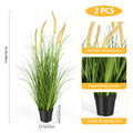 Set of 2 Faux 35-Inch Potted Reed Grass, Artificial Cattail Decorative Plants for Indoor or Outdoor Spaces, Ideal for Home Office Greenery and Special Occasions