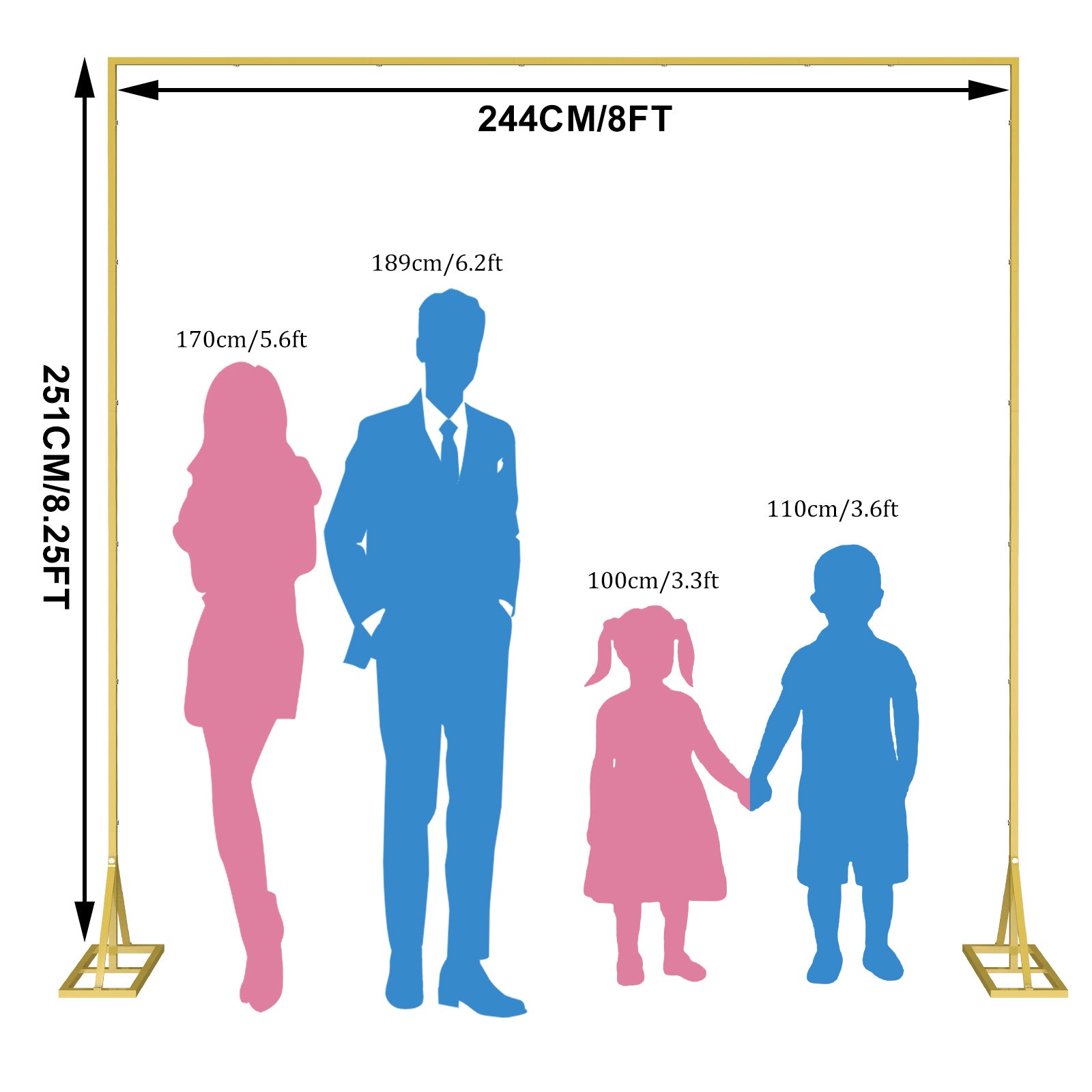Grand Occasion 8.2ft Adjustable Backdrop Arch | Modular Square Frame for Weddings & Events