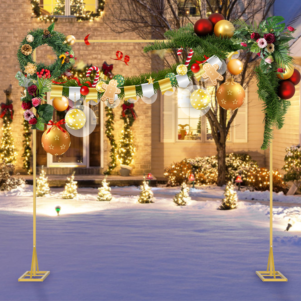Door Square Tube Garland Wedding Arch, 6.6 ft x 6.6 ft Wedding Arch Background Bracket, Balloon Arch Background Bracket, For Ceremony Party Background Decoration, White.