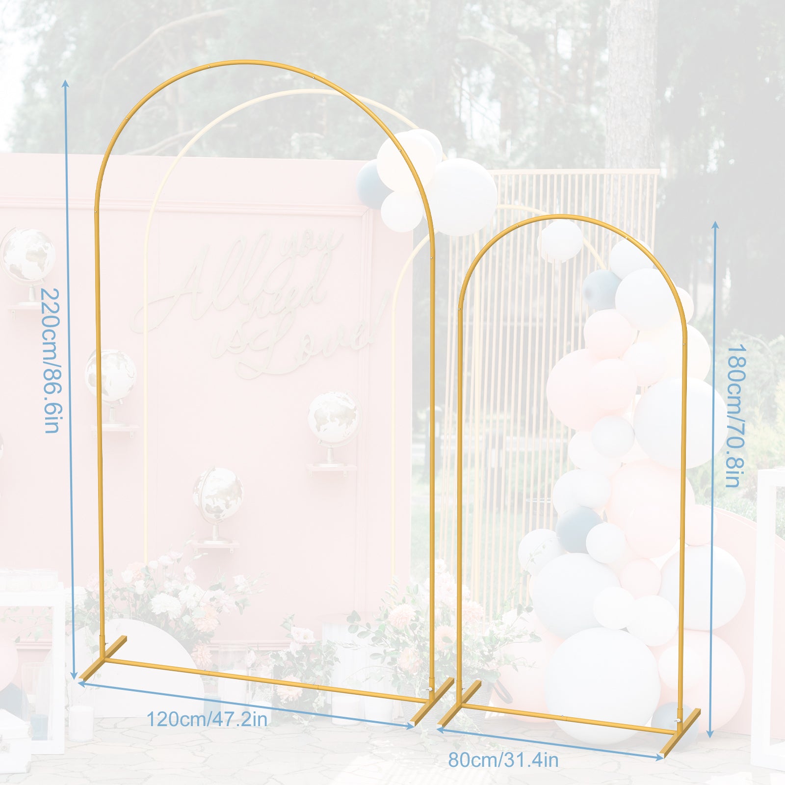 Serenity Arc Backdrop Set | 2-Piece Minimalist Gold Metal Wedding Arches
