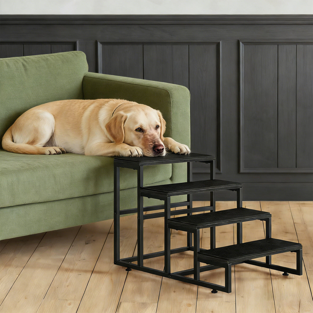 4-Tier Dog Stairs for High Beds & Couch, Non-Slip Pet Steps for Small to Large Dogs & Cats, Portable Ramp
