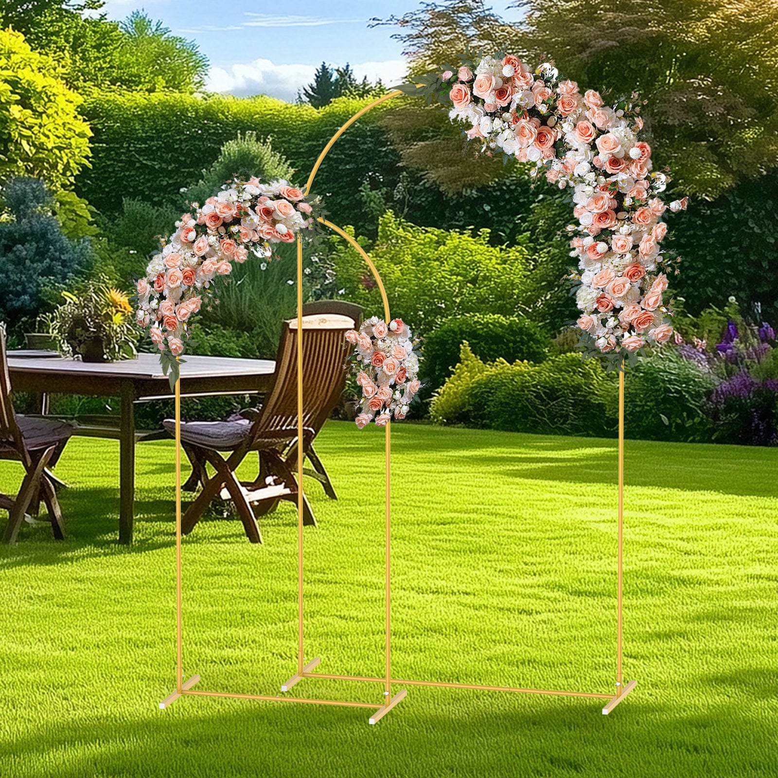 Serenity Arc Backdrop Set | 2-Piece Minimalist Gold Metal Wedding Arches