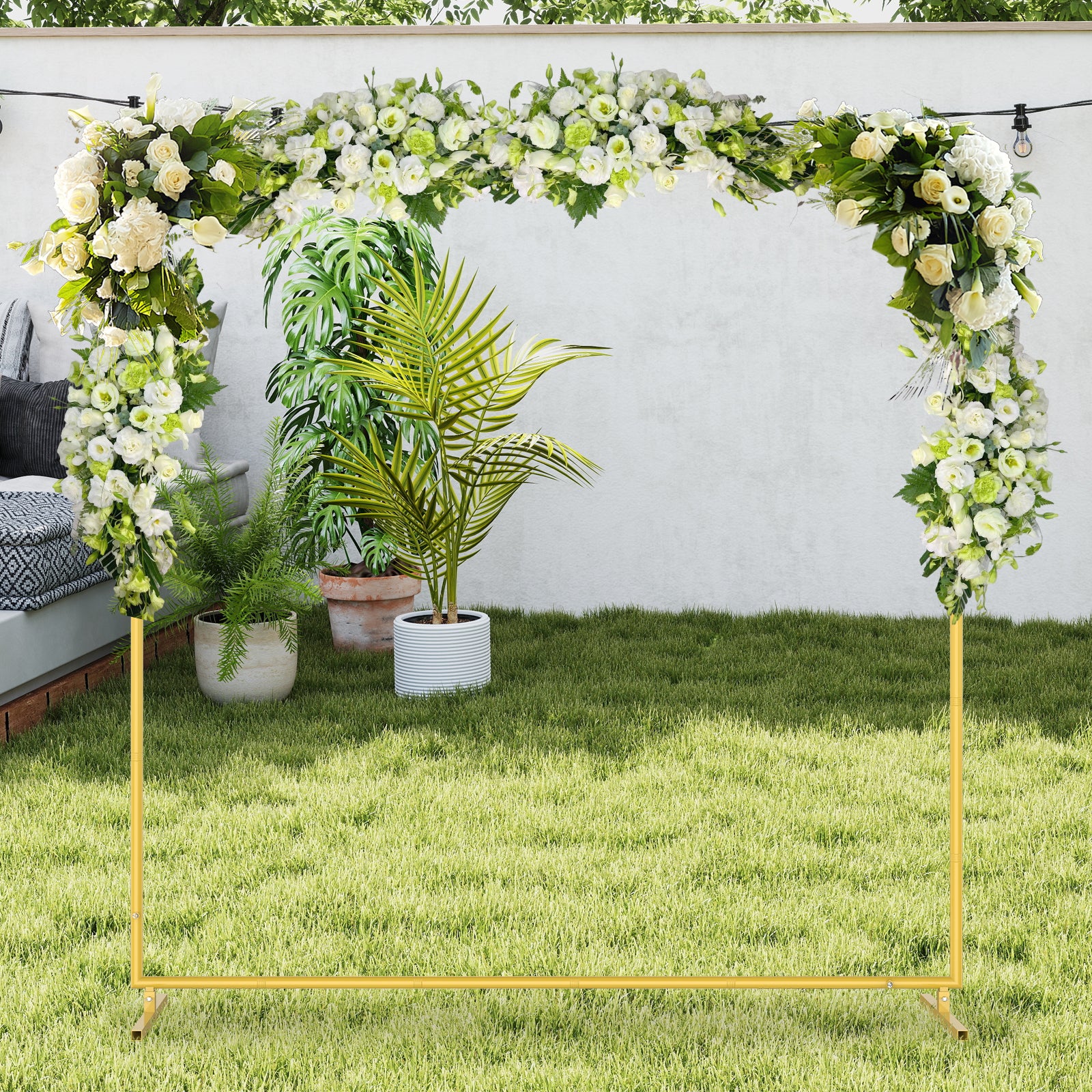 6FT x 6.6FT Square Metal Backdrop Stand - Wedding Arch Frame for Ceremony & Events