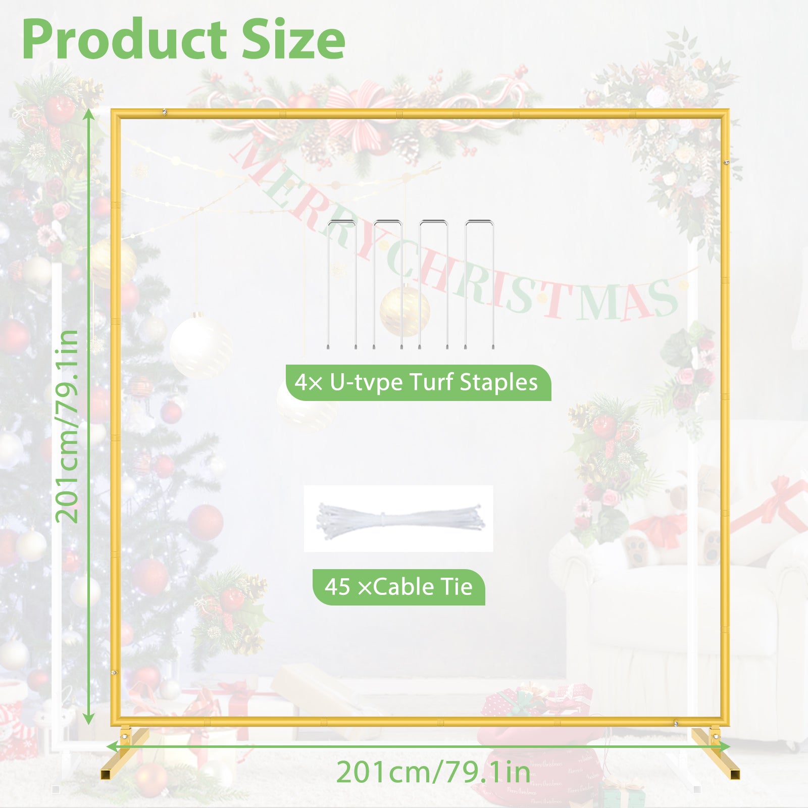 6FT x 6.6FT Square Metal Backdrop Stand - Wedding Arch Frame for Ceremony & Events