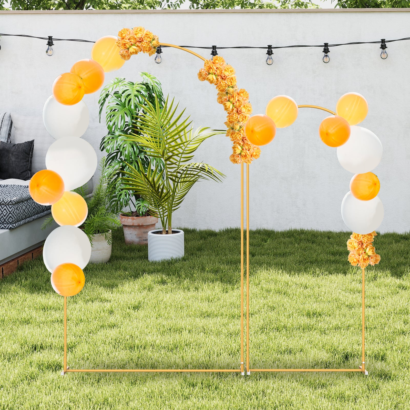 Serenity Arc Backdrop Set | 2-Piece Minimalist Gold Metal Wedding Arches