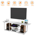 Floating TV Stand (120cm) - Wall Mounted White Entertainment Centre for 50" TVs w/ Open Shelves
