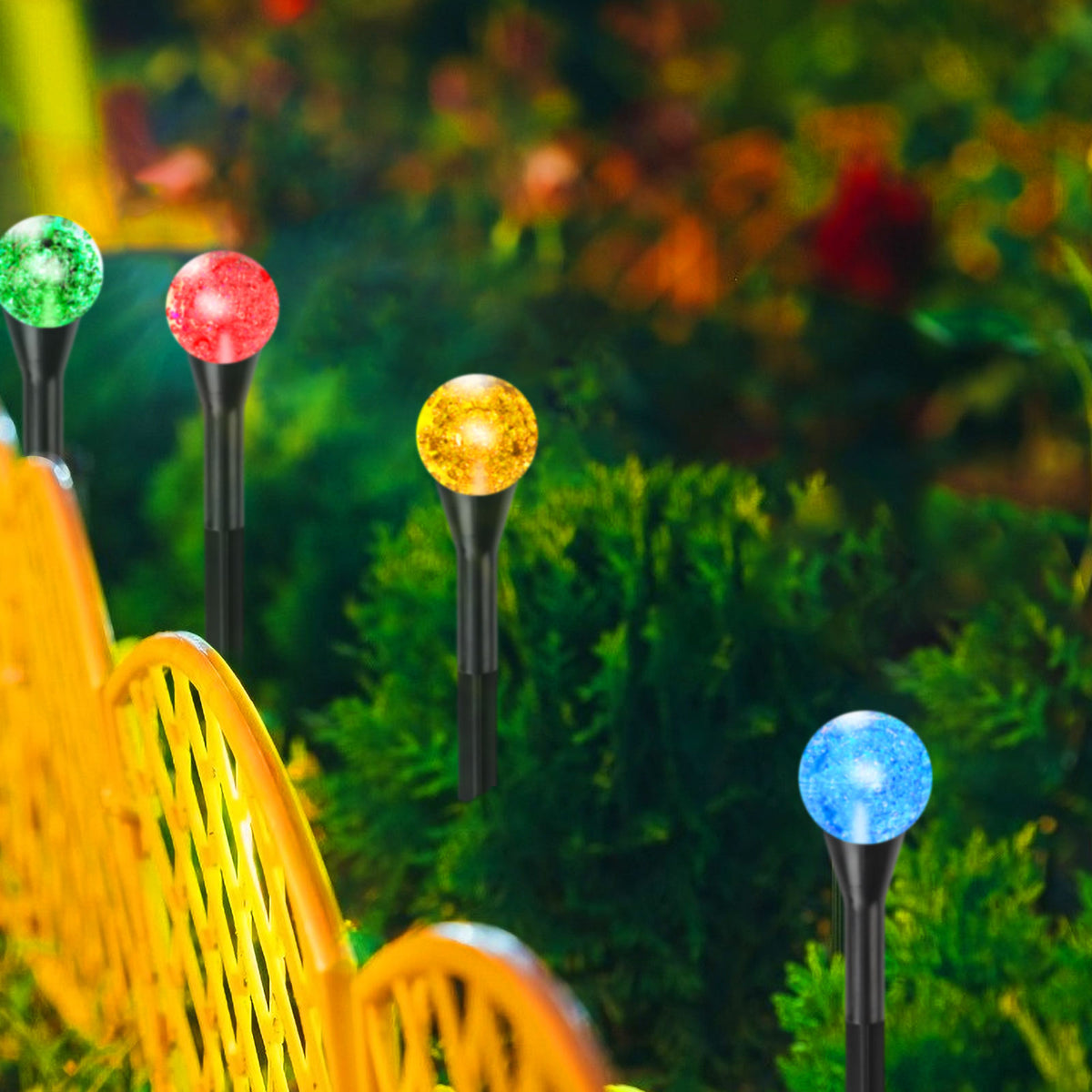 Solar Bubble Ball Pathway Lights 30FT Multicolor Waterproof LED Garden Stake Lights Auto On/Off for Yard Lawn Walkway Decoration