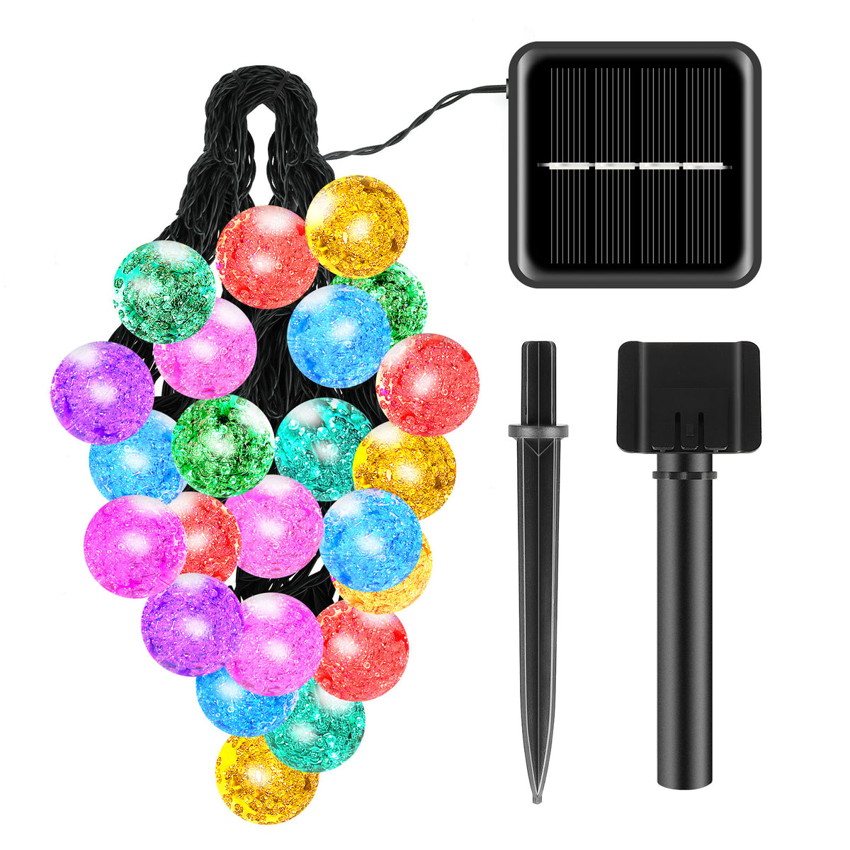 Solar Bubble Ball Pathway Lights 30FT Multicolor Waterproof LED Garden Stake Lights Auto On/Off for Yard Lawn Walkway Decoration