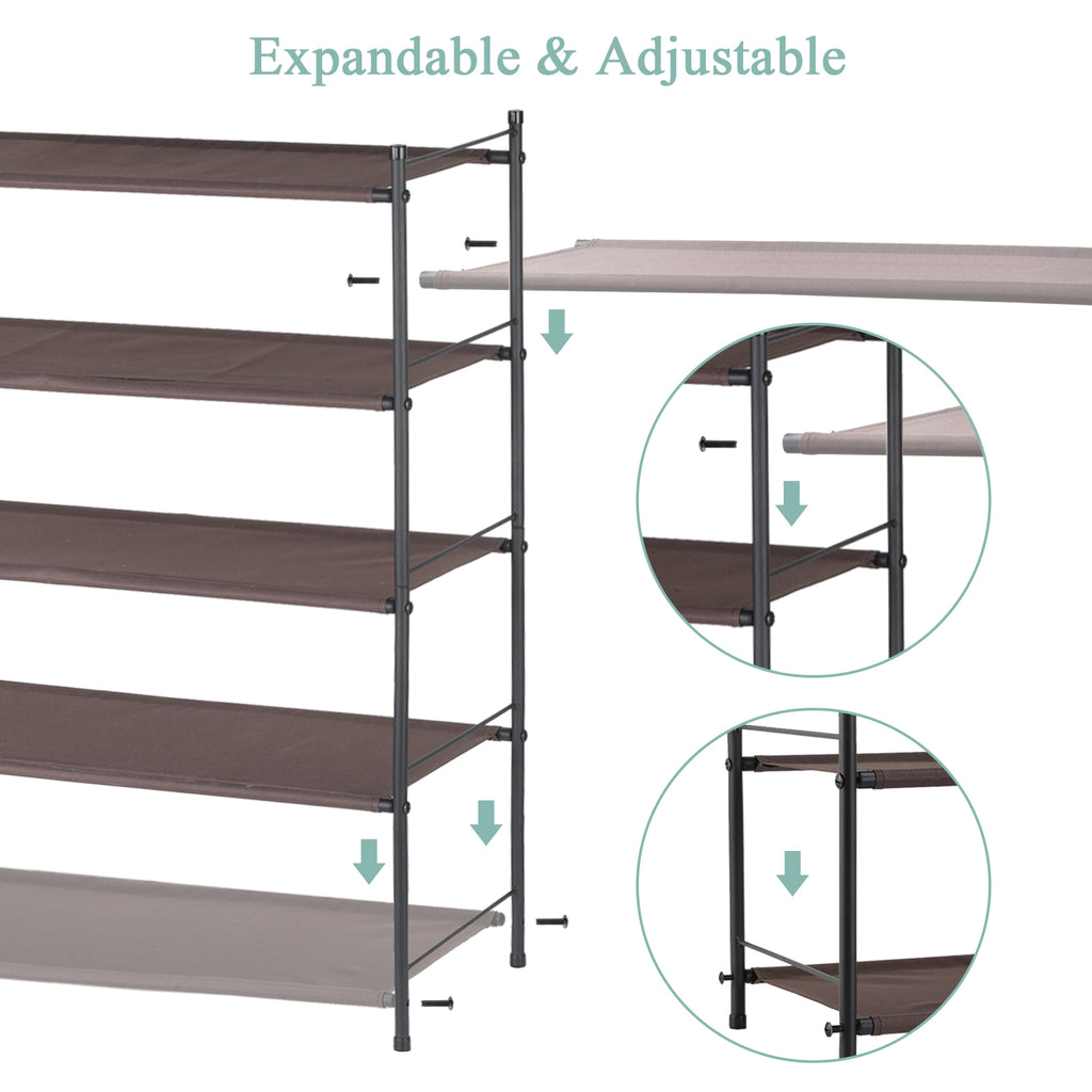 Freestanding 4-Tier Shoe Rack-Expandable Fabric Storage Organizer for Home, Dorm & Closet