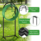 Freestanding Garden Hose Holder - Heavy Duty Metal Water Hose Stand with 4 Spikes - Detachable Hose Storage for Yard & Pool - Holds up to 150ft