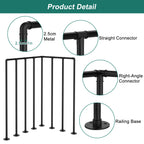 Porch Deck Railing Kit, Metal Deck Balusters, Black Horizontal Wrought Iron Guard Fence Handrail, Flat Hand Rails System for Outdoor/Indoor Porch, Balcony, Patio