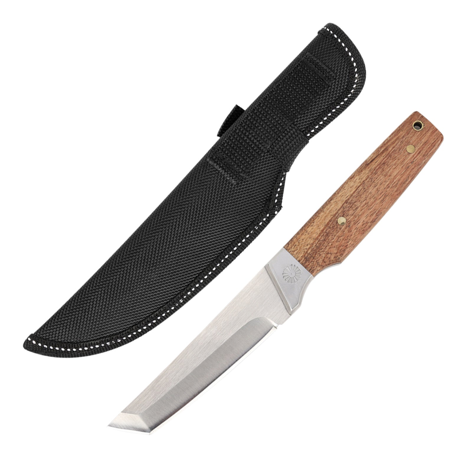 Tactical Fixed Blade Tanto Knife with Nylon Sheath - D2 Steel Outdoor Survival Knife for Camping and EDC