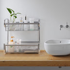 Silver 2 Tier Mesh Storage Rack Countertop Organizer, Double Basket Kitchen Bathroom Desktop Storage Shelf