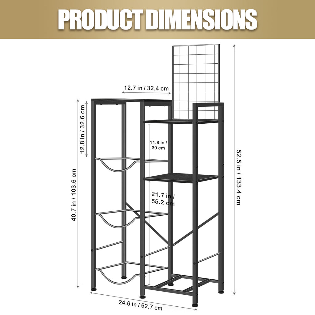 5 Gallon Water Jug Holder & Coffee Station - Heavy Duty 3-Jug Rack with 2-Tier Side Storage Shelves & Wood Top for Kitchen & Office